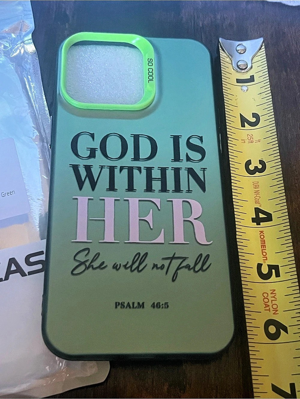 God Is Within Her She Will Not Fall Green iPhone 15 Case NWT